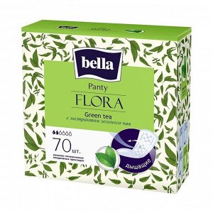 Прокладки ежедневные flora green tea с экстрактом зеленого чая, bella, 70шт