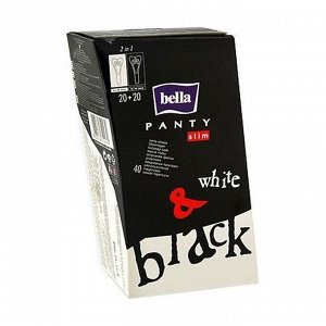 Прокладки ежедневные panty slim black&white, bella, 40шт