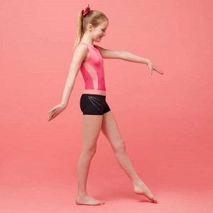 Шорты для художественной гимнастики детские черно-розовые с блестками 500 DOMYOS
