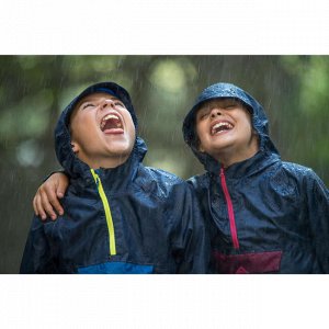 Куртка водонепроницаемая для походов для детей 7–15 лет темно-синяя MH100 QUECHUA