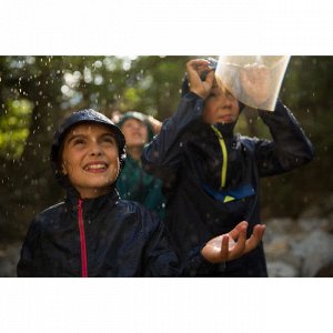 Куртка водонепроницаемая для походов для детей 7–15 лет темно-синяя MH100 QUECHUA