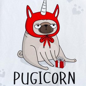 Комплект: пододеяльник и 2 наволочки  Pugicorn 143*215 см, 50*70 см - 2 шт, 100% хлопок