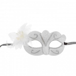 Карнавальная маска с узором, с цветком, цвет белый