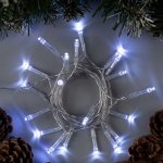 Гирлянда &quot;Нить&quot; 2 м , IP20, прозрачная нить, 20 LED, свечение белое, 2 режима, 3 х AA