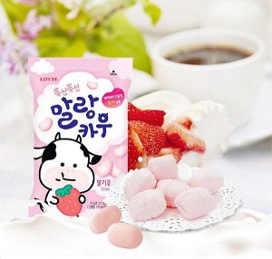 LOTTE "MALANG COW (STRAWBERRY MILK)" Мягкая молочная карамель 79 г