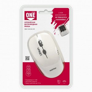 Мышь оптическая беспроводная Smart Buy SBM-344CAG-WG ONE с зарядкой от USB (white/grey) (white/grey)