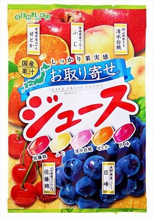 SENJAKU «Fruit juice candy» Леденцовая карамель, ассорти фруктовых вкусов, 70 гр