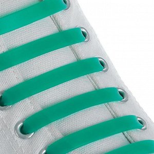 Набор шнурков для обуви, 6 шт, силиконовые, плоские, 13 мм, 9 см, цвет зелёный 1738938