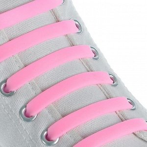 Набор шнурков для обуви, 6 шт, силиконовые, плоские, 13 мм, 9 см, цвет розовый 1738939