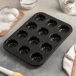 Форма для выпечки Доляна «Неженка», 35*26,5*2,3 см, 12 ячеек, антипригарное покрытие, цвет чёрный