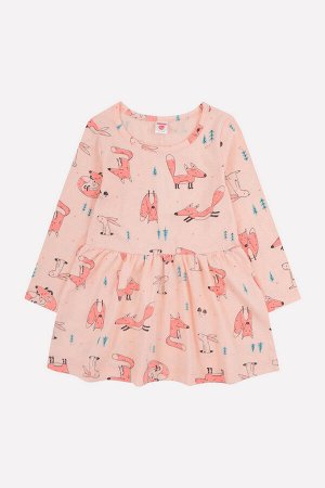 Платье для девочки Crockid К 5641 нежный персик, лисы