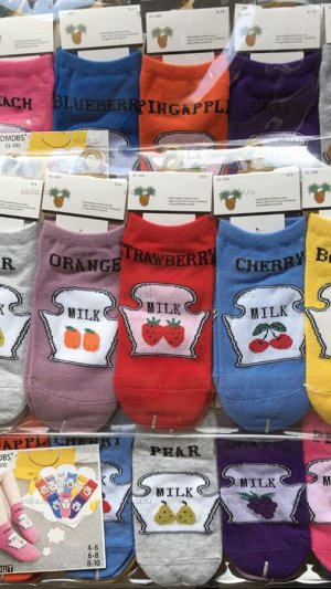 Детские укороченные носочки с принтами хлопок цвета: микс  