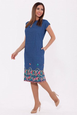 Платье Синий/вышивка