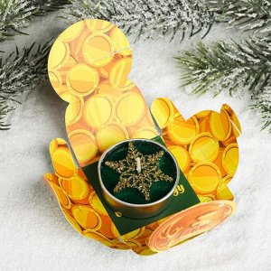 Свеча чайная «С Новым годом!», зеленый 3 х 4,5 см