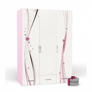 Шкаф 3-х дверный Princess без зеркал, 1380 ? 600 ? 1970 мм, цвет розовый