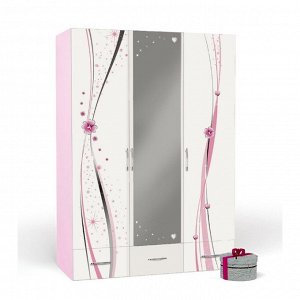 Шкаф 3-х дверный Princess с зеркалом, 1380 ? 600 ? 1970 мм, цвет розовый