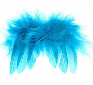 Крылышки декоративные перьевые 8х8 см голубые упаковка 3 шт
