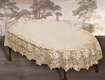 Скатерть овальная, цвет: кремово-золотистый, 120 см х 160 см