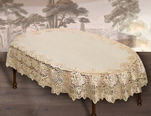 Скатерть овальная, цвет: кремово-золотистый, 120 см х 160 см