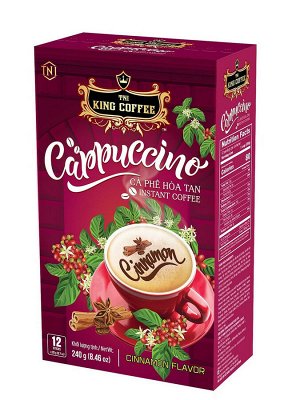 TNI King Coffee / Вьетнамский кофе растворимый Cappuccino Cinnamon Flavor, коробка 12саше*20гр