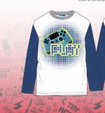 Фуфайка (футболка) модель &quot;лонгслив&quot; д/мал Juno  Gamer белый/синий