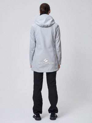 Женский осенний весенний костюм спортивный softshell светло-серого цвета 02037SS