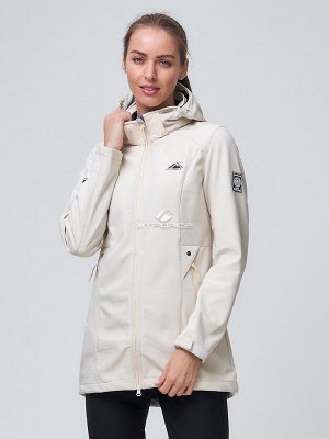 Женский осенний весенний костюм спортивный softshell бежевого цвета 02037B