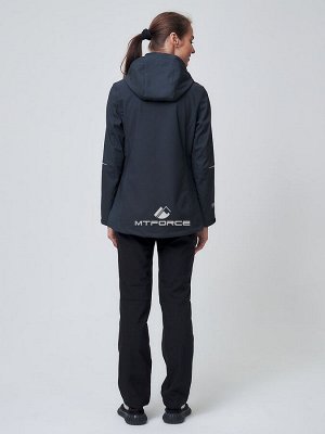 Женский осенний весенний костюм спортивный softshell темно-серого цвета 02038TC