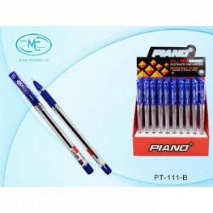 Ручка шариковая масляная PT-111 "PIANO" Finegrip синяя, 0.5мм игольчатый наконечник Piano {Китай}