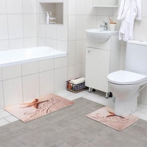 Набор ковриков для ванны и туалета Доляна «На пляже», 2 шт: 40x45, 45x75 см