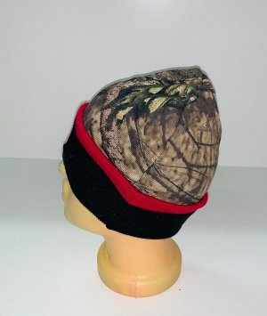Камуфляжная шапка от Mossy Oak с черным отворотом  №1631