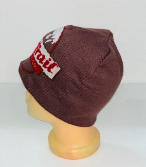 Шапка Коричневая шапка с крупным узором  №348