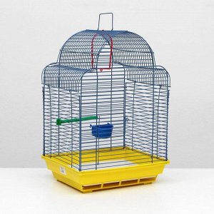 Клетка для птиц "Купола" комплект, 35 х 29 х 51 см, жёлтый/синий