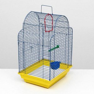 Клетка для птиц "Купола" комплект, 35 х 29 х 51 см, жёлтый/синий
