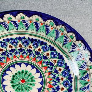 Тарелка узбекская Риштанская Керамика «Узор», d=25 см, синяя