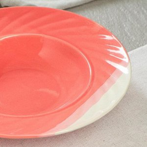 Тарелка для пасты "Фламинго", розовая, 22 см