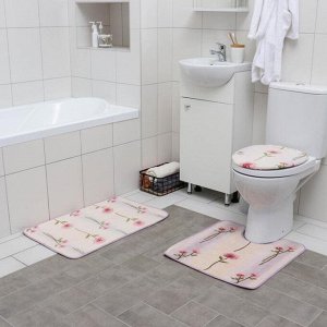 Набор ковриков для ванны и туалета «Клевер», 3 шт: 45?75, 45?50 см, 52?57 см
