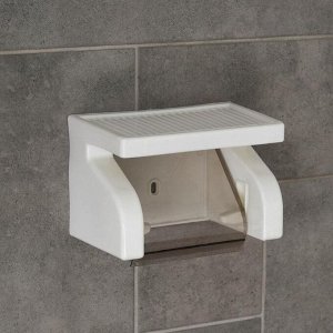 Держатель для туалетной бумаги с полочкой, 18x11,5x12 см, цвет белый