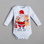 Боди с длинным рукавом Крошка Я &quot;Happy winter&quot;, рост, цвет белый