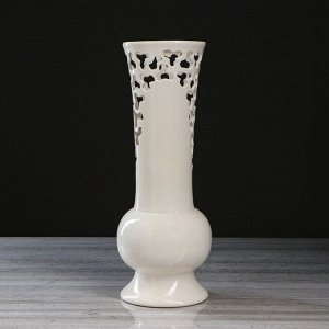 Ваза напольная "Корса", цвет белый, резная, 40 см, керамика
