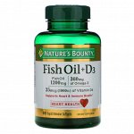 Nature&amp;#x27 - s Bounty, Рыбий жир + D3, 90 быстро высвобождаемых мягких капсул