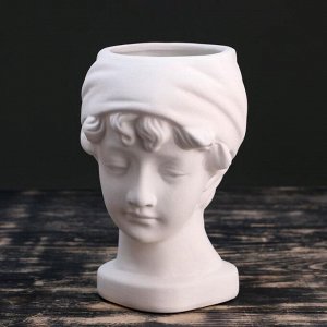 Кашпо керамическое "Голова девушки", белое 21*18см