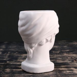 Кашпо керамическое "Голова девушки", белое 21*18см