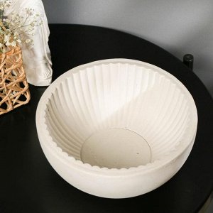 Кашпо круглое из гипса «Эстетика», цвет белый, 20x 8.5 см