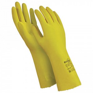 Перчатки латексные MANIPULA “Блеск“, хлопчатобумажное напыление, размер 10-10,5 (XL), желтые, L-F-01
