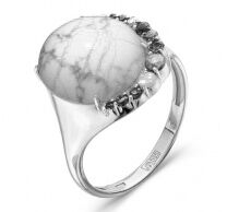 Кольцо из серебра с ювелирным стеклом и кораллом имит. 100-948