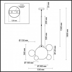 4640/12LB L-VISION ODL20 269 золотой/прозрачный Подвес LED 4000K 12W 220V BUBBLES