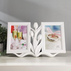 Фоторамка-коллаж на 2 фото 10x15 см «Тюльпаны», белая, 20x31 см