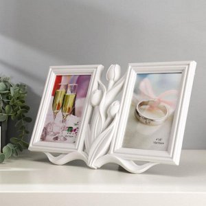 Фоторамка-коллаж на 2 фото 10x15 см «Тюльпаны», белая, 20x31 см