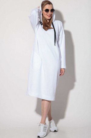 Платье Платье SOVA 11104 белый 
Состав ткани: ПЭ-20%; Хлопок-80%; 
Рост: 164 см.

Комфортное платье-худи свободного кроя. Очень удобное, оно прекрасно впишется в повседневный гардероб современной мод